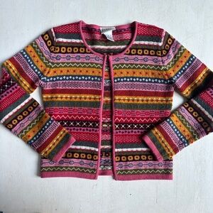 Vintage Hennes Collection Vibrant Multicolor Lambswool Cardigan Sweater